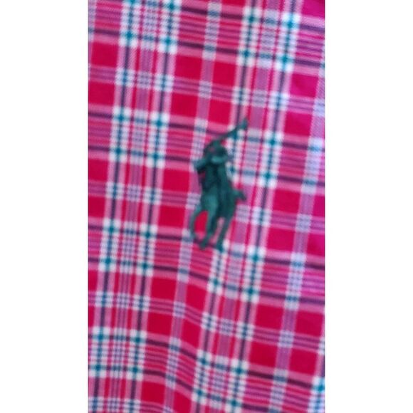 Ralph Lauren Classic Fit Shirt XL Pink Plaid w/Green Pony on Pocket Short Sleeve - Picture 4 of 7